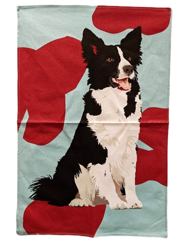 Border collie cotton tea towel - border,