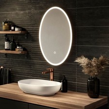 Sensio Illuminated Bathroom Mirror Oval LED Light Touch Sensor (H)80x(W)50cm