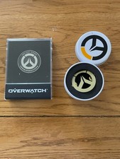 Overwatch Origins Edition Collectors Metal Pin Badge with White Logo Tin + Coin