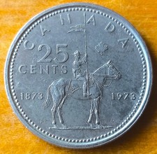 1973 Canada 25 Cents - Elizabeth II -2nd portrait; Royal Canadian Mounted Police