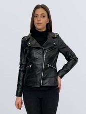 Women black leather nail - black,