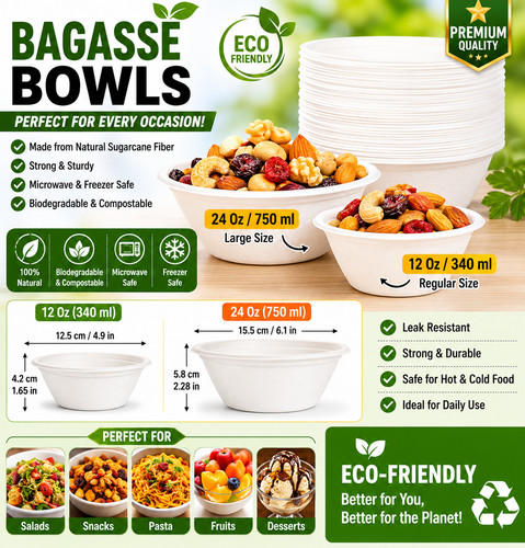 Bagasse bowls biodegradable - biodegradable, &