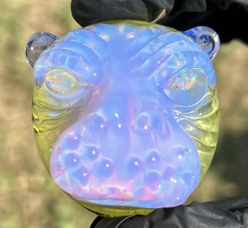 Crux glass hippo pendant - glass,
