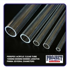 PERSPEX ACRYLIC CLEAR TUBE 100mm/200mm/300mm lengths  PMMA SEVERAL DIAMETERS 