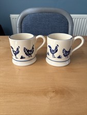 Emma Bridgewater Vintage Blue Hen 2x 1/2 Pint Mugs 1st