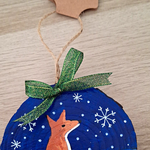 Hand painted wooden slice - painted,