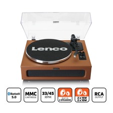 Lenco LS-430 Turntable, Bluetooth, 4x Speakers 40W RMS Brown (Slight Damage)