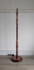Vintage Two Toned Wooden Barley Twist Turned Floor Lamp - Fully Works Home Decor