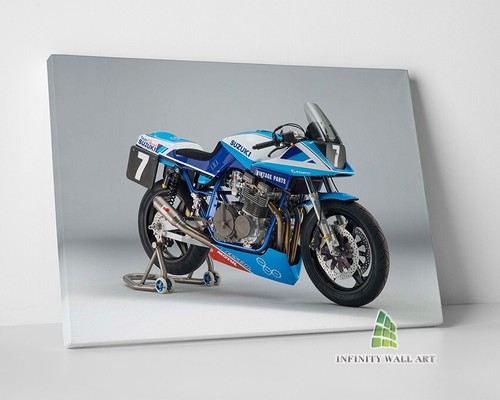 Blue motorbike canvas art wall - blue,