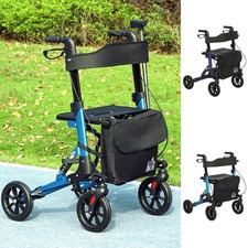 Rollator Walker with Seat and Backrest, Lightweight 4 Wheeled Walker