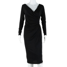 MINT VELVET Lined Womens Bodycon Dress Black Long Sleeve Midi M