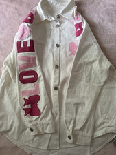 White pink button up - &,