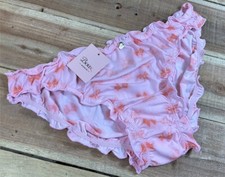 Silky Slippery Ice Cool Pink Buttery Frilly Ruffle Bow Panties Knickers   10 S/M