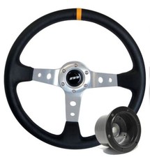 340mm Black Alcantara Moulded Steering Wheel + Boss fits Vauxhall Vectra A 2.0i