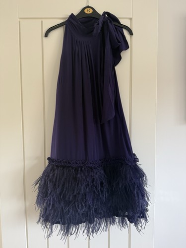 Coast silk feather trim dress - feather,