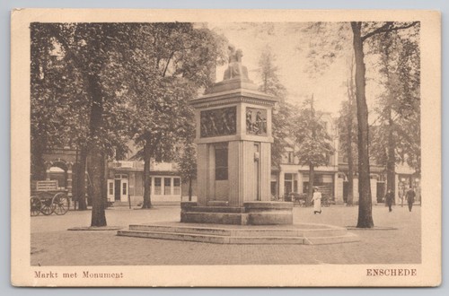 C1905 enschede postcard markt - c1905,