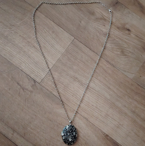 Silver black floral - silver, &