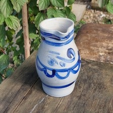 German Westerwald Salt Glazed Stoneware Jug – Hand Painted Blue Slip
