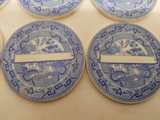 Antique Willow Pattern 6.5cm Dinner Place Card Pottery Settings English C19th