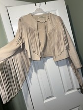 Zara Faux Suede Fringe Jacket
