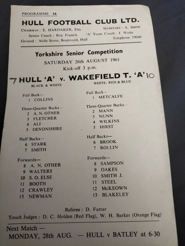 Hull v wakefield - "a", trinity