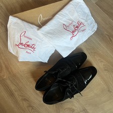 Christian Louboutin Mens Black Greggy Patent Velvet Lace-Up Dress Shoes Size 47