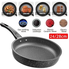 24/28cm Non Stick Frying Pan GRANITE Marble Coated Gas Electric Induction Hob UK