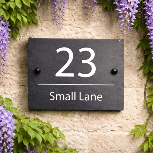 Slate house number sign - , |