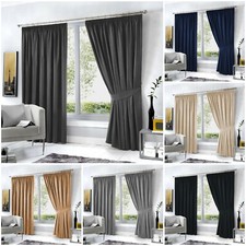 Blackout Pencil Pleat Curtain Insulated Thermal Short Window Bedroom Curtains