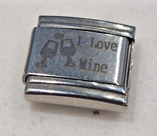 Wine charm link 9mm silver - wine,