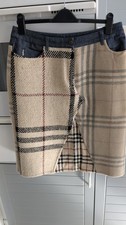 Burberry Nova Check Wool/Denim Skirt New. Stylish Design.Size 10-12 RRP£350