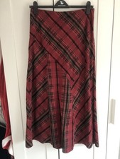 Per Una, Long Maxi Skirt SZ 12 L tartan plaid check red Christmas festive L38in