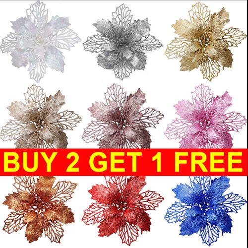 10x christmas large poinsettia - christmas,
