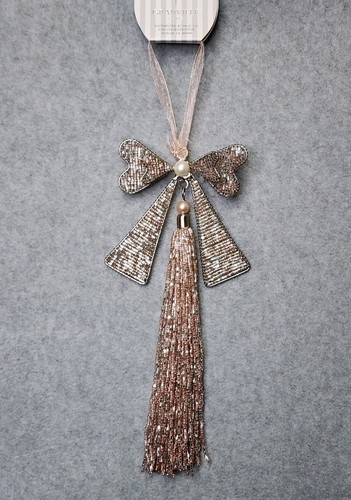 Pink beaded bow christmas - beaded,