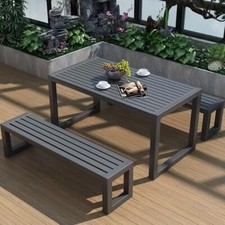 HeavyDuty Steel Picnic Beer Table & Bench Set Outdoor Pub Garden Patio Furniture