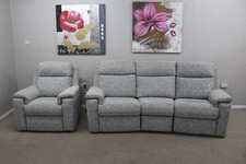 G Plan Thornbury Remco Light Grey Power Curved 3 Seater Sofa & Static Armchair