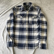 Superdry Men’s Heavyweight Cotton Check Plaid Lumberjack Shirt Blue White S - M