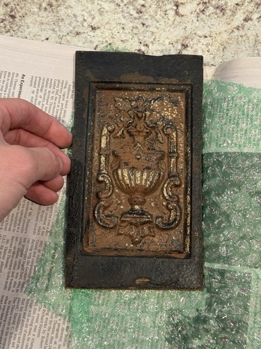 Small old cast iron fireplace - iron,