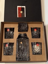 RCR Crystal Decanter & 4 Whisky Glasses Set 