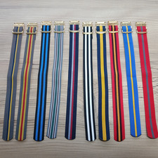 Vintage Nylon One Piece Watch Straps Various Colours Striped 18mm 19mm