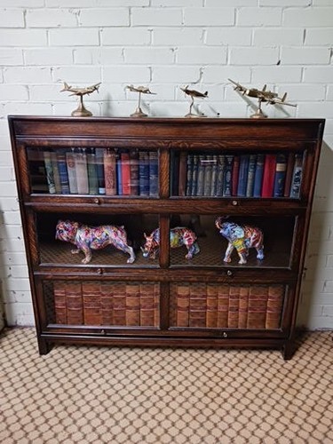 Oak sectional bookcase with - sectional,