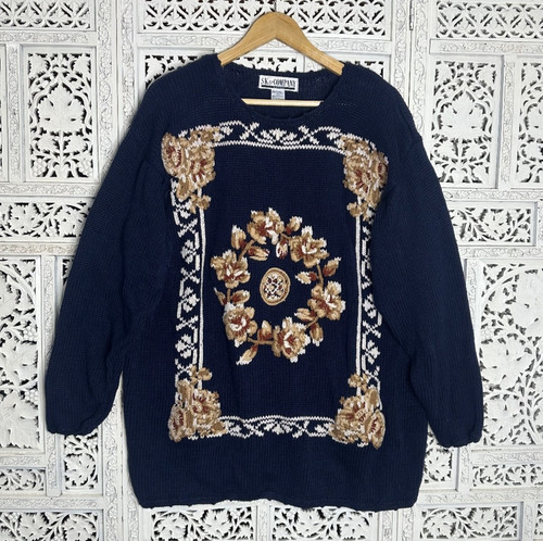 Vintage navy blue floral - vintage,