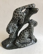 Hand Carved Shona African Stone Leopard Animal Figure Figurine Carving Ornament