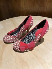 RUBY SHOO Millie Red Floral & Bird print high heel court shoes UK 4 EU 37