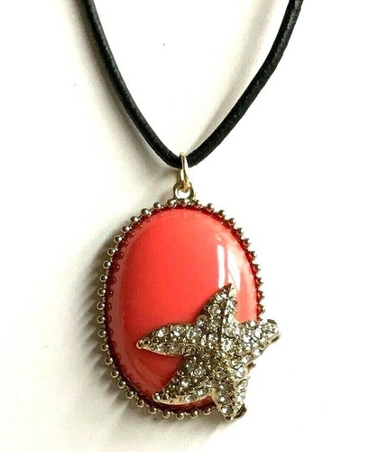 Coral starfish necklace gold - coral,