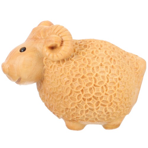 Wooden miniature sheep statue - wooden,