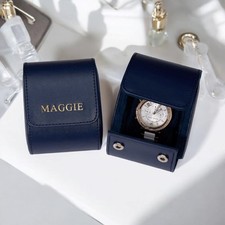 Personalised Single Watch Roll Travel Case Classic PU Leather Lightweight