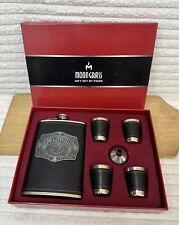Jack Daniels  Moongrass Hip Flask Gift Set By Paike with 4x Metal Shot Glasses