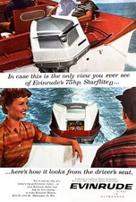 1960 EVINRUDE BOATING Original Vintage Print Ad Outboard Motor Speed Boat