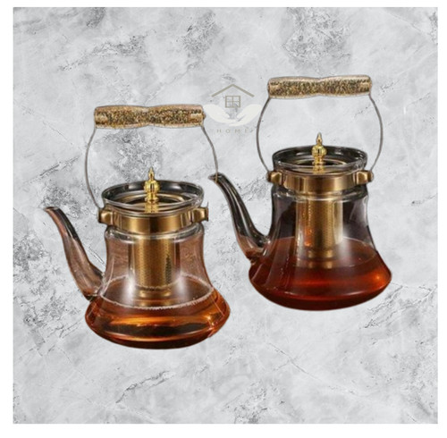 Turkish glass tea pot - turkish, w/metal
